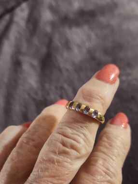 14kt Gold Band Ring with 4 Tanzanite Stones - Women Jewelry